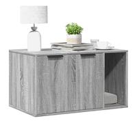 LoogCape Sonoma Cat Litter Tray Grey 80 x 50 x 45 cm Wood Material Hiding Furniture with Open Shelf, Individually Mountable Doors, Durable Design, Versatile as a Cat House