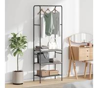 LoogCape Sonoma Clothes Rack, Grey, 60 x 30 x 171 cm, Wood Material with Metal Frame, Space-Saving, Height Adjustable, Extendable, with 3 Shelves, Ideal for Bedroom, Hallway, Dressing Room