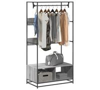 LoogCape Sonoma Clothes Rack, Grey, 90 x 50 x 180 cm, Wood Material, Metal Frame, Sturdy Standing Coat Rack for Bedroom, Hallway, Office, with Clothes Rail and Shoe Rack, Height Adjustable