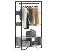 LoogCape Sonoma Clothes Rack, Grey, 90 x 50 x 180 cm, Wood Material Standing Coat Rack with Clothes Rail and Shoe Rack for Bedroom, Hallway, Office, Height Adjustable, Stable, Space-Saving, Easy