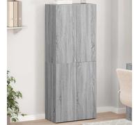 LoogCape Sonoma Grey Filing Cabinet 60 x 32 x 153 cm Wood Material with 4 Compartments, Lockable, Storage Space for Office, Documents, Files, Hanging Files, Drawers, Ideal for Home Office and Office