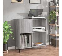 LoogCape Sonoma Grey Panel Cabinet, 84.5 x 38 x 89 cm, Wood Composite Multi-Purpose Highboard with Storage Space for Living Room, Office and Hallway with Metal Legs