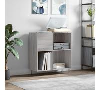 LoogCape Sonoma Grey Panel Cabinet, 84.5 x 38 x 89 cm, Wood Material with Sturdy Top Shelf and Iron Legs for Music Lovers, Storage Space, Cable Management, Living Room, Home Cinema, Office, Wall