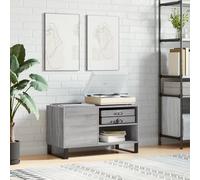LoogCape Sonoma Grey Panel Cabinet, 85 x 38 x 48 cm, Wood Material with Sturdy Top Plate and Iron Legs for Stylish Storage in the Living Room or Bedroom, Ideal for LP Collection, TV