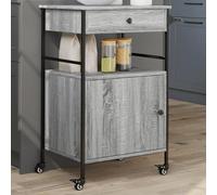 LoogCape Sonoma Kitchen Trolley, Grey, 56 x 43 x 89.5 cm, Wood Material with 4 Wheels, Versatile Serving Trolley, Storage Space, Niche Trolley, Utility Trolley, Space Saving for Kitchen, Living Room