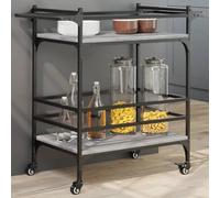 LoogCape Sonoma Kitchen Trolley, Grey, 82 x 40 x 78.5 cm, Wood Material with Steel Frame, Versatile Utility Trolley with Storage Space and Wheels for Kitchen, Living Room, Bathroom and More