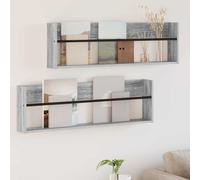 LoogCape Sonoma Magazine Shelf, Pack of 2, Grey 100 x 12 x 30 cm, Wood Composite Wall Mounted Magazine Rack for Living Room, Office and Bathroom with Durable Wood Material