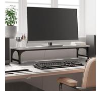 LoogCape Sonoma Monitor Stand Grey 85 x 23 x 15.5 cm Wood Material Height Adjustable Ergonomic for Office, Home Office, Gaming, with Shelf and Cable Management