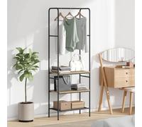 LoogCape Sonoma Oak Clothes Rack, 60 x 30 x 171 cm, Wood Material with 3 Shelves, Space Saving, Height Adjustable, Freestanding, Robust Metal Frame for Bedroom, Hallway, Dressing Room