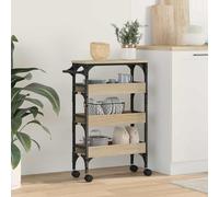 LoogCape Sonoma Oak Kitchen Trolley 53 x 20 x 76 cm Wood Material with Wheels, Versatile Serving Trolley, Space-Saving Side Trolley, Mobile Niche Trolley, Ideal as a Kitchen Island