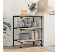LoogCape Sonoma Oak Kitchen Trolley 60 x 41 x 76 cm Wood Material with 4 Wheels, Flexible as a Serving Trolley, Side Trolley or Niche Trolley, Sturdy Shelf