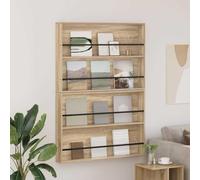 LoogCape Sonoma Oak Magazine Shelves 100 x 12 x 70 cm Wood Material Wall Mounted Space Saving for Living Room Office Bathroom Magazine Rack Pack of 2