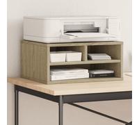 LoogCape Sonoma Oak Printer Stand 49 x 40 x 22.5 cm Wood Material Versatile Office Organiser with Storage Space for Printers, Files, Books, Home Office, Study, Kitchen, Height Adjustable, Mobile