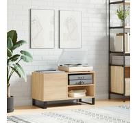 LoogCape Sonoma Oak Record Cabinet 85 x 38 x 48 cm Wood Material with Sturdy Iron Base for Vinyl, Records and Electronics in the Living Room, Home Cinema, Office or Gaming Area