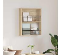 LoogCape Sonoma Oak Wall Mounted Magazine Rack 60 x 12 x 70 cm Wood Material Space Saving for Living Room Office and Waiting Room Sturdy Storage for Magazines Brochures Brochures Brochures