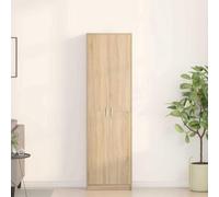 LoogCape Sonoma Oak Wardrobe, 55 x 25 x 189 cm, Wood Material with 5 Shelves, 2 Doors, Storage Space for Bedroom, Children's Room, Hallway, Organiser, Laundry Cabinet, Corner Cabinet, Wardrobe