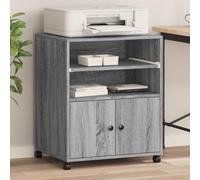 LoogCape Sonoma Printer Stand with Wheels, Grey, 60 x 48 x 74 cm, Versatile Office Furniture for Printers, Files, Books, with Storage Space, Mobile, Height Adjustable, Ideal for Office, Home Office