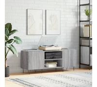 LoogCape Sonoma Record Cabinet Grey 121 x 38 x 48 cm Wood Material with Sturdy Top Plate for LP Records and Turntables, Modern Media Cabinet for Living Room and Home Cinema
