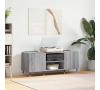 LoogCape Sonoma Record Cabinet, Grey, 121 x 38 x 48 cm, Wood Material with Sturdy Top Plate for Vinyl, LPs, Turntables, TV, Media, Storage Space, Living Room, Office, Furniture, Cable Management
