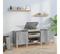LoogCape Sonoma Record Cabinet Grey 121 x 38 x 48 cm Wood Material with Sturdy Top Shelf for Turntable Versatile Sideboard for Living Room, Bedroom, Office and Hallway, with Lots of Storage Space
