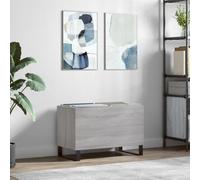 LoogCape Sonoma Record Cabinet, Grey, 74.5 x 38 x 48 cm, Wood Material with Iron Legs for Vinyl, LP, Records, Storage Space, Sturdy Top Plate, Modern Design, Suitable for Living Room, Home Cinema