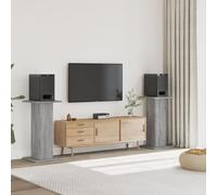 LoogCape Sonoma Speaker Stands, Set of 2, Grey, 30 x 30 x 80 cm, Wood Material for Studio, Home Cinema, Living Room, Height-Adjustable, Rotatable, Stable, Cable Management, Vibration Dampening