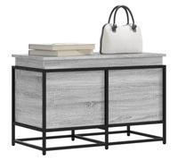 LoogCape Sonoma Storage Box with Lid, Grey, 80 x 40 x 51.5 cm, Sturdy Wood Material and Metal Construction, Versatile for Home, Living Room, Children's Room, Hallway, Bathroom, Office, Storage Space