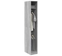 LoogCape Sonoma Wardrobe, Grey, 30 x 50 x 200 cm, Wood Material with Sliding Doors, Multi-Purpose Wardrobe, Space-Saving Organiser System for Bedroom, Hallway, Children's Room and Cellar