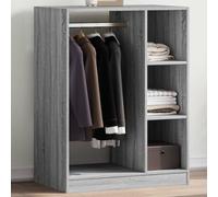 LoogCape Sonoma Wardrobe Grey 77 x 48 x 102 cm Wood Material with Lots of Storage Space, Compact Coat Rack for Bedroom, Hallway, Office, with Sturdy Clothes Rail and Organiser for Jackets, Coats