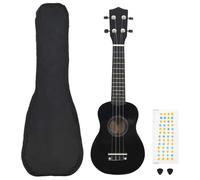 LoogCape Soprano Ukulele Set with Bag for Kids and Adults Black 21 Inch Wood Includes 2 Picks, Ideal for Beginners, Music Lessons, Stage and Studio