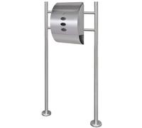 LoogCape Stainless Steel Letterbox with Stand, Weatherproof, Rustproof for Outdoor Use with Letter Slot, Lock, Newspaper Holder and Name Plate, Ideal for Front Garden, Fence or Wall Mounting