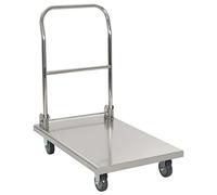 LoogCape Stainless Steel Platform Trolley Silver 82 x 53 x 86 cm with 200 kg, Foldable, Quiet Wheels, Ideal for Warehouse, Kitchen, Hotel, Robust Utility Trolley, Space-saving, Durable