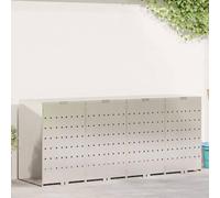 LoogCape Stainless Steel Wheelie Bin Box for 4 Bin Bin in Silver, Weatherproof and UV Resistant, Expandable, with Ventilation, Privacy Screen, for Garden, Patio and Outdoor Use