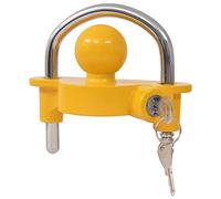 LoogCape Steel and Aluminium Alloy Yellow Trailer Lock with 2 Keys Anti-Theft for Caravans, Trailers, Cars, Motorhomes, Weatherproof, Robust, Easy to Use