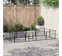 LoogCape Steel Dog Kennel, 12 Panels, Black, 80 x 60 cm, Weatherproof, Portable, Safe Run with Hinged Door, for Indoor and Outdoor Use, Suitable for Puppies, Garden, Yard, Patio and Travel
