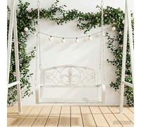 LoogCape Steel Rocking Bench for Garden, Patio and Porch with Weatherproof Surface, Comfortable Backrest, Folding Reclining Function and Stylish Antique White Design for Relaxed