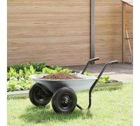 LoogCape Steel Wheelbarrow in Silver and Black 124 x 73 x 65 cm with Heavy Duty Frame, Weatherproof and Durable for Gardening, Construction, Transport and Professional Use