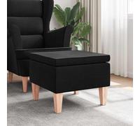 LoogCape Stool with Wooden Legs Black Fabric 52 x 52 x 42 cm Space-Saving Foldable Stackable for Living Room Kitchen Balcony Garden Camping Patio