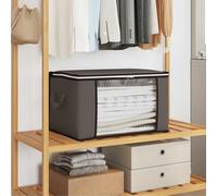 LoogCape Storage Box with Transparent Side Window, Grey, 55 x 35 x 32 cm, Foldable, Space-Saving Organiser for Cupboard, Shelf, Bed Underbed, Ideal for Sorting, Storing, Organising the Household