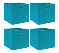 LoogCape Storage Boxes, Set of 4, Baby Blue, 32 x 32 x 32 cm, Foldable Fabric Boxes for Household, Bedroom, Children's Room, Bathroom, Shelf, Cupboard, Organiser System, Space-Saving, Durable