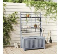 LoogCape Storage Chest Made of Solid Acacia Wood with Trellis 99 x 55 x 160 cm Weatherproof Garden Box with Adjustable Shelves, Waterproof Inner Bag, Lockable, Ideal for Balcony, Patio