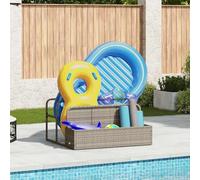 LoogCape Storage Container for Pool Garden Patio 110 x 100 x 57 cm Light Grey Poly Rattan with Storage Space Organiser Box Basket Cabinet Shelf