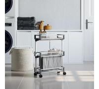 LoogCape Storage Trolley 59 x 20 x 75 cm Aluminium with 3 Baskets, Adjustable Shelf, Mobile on Wheels, Ideal for Kitchen, Bathroom, Office, Space-Saving, Robust, Easy to Carry and Organise