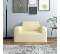 LoogCape Stretch Sofa Cover Cream Polyester Jersey Elastic Cover for Sofa Armchair Couch Protection Waterproof Washable Non-Slip Suitable for Living Room Dining Room Kitchen