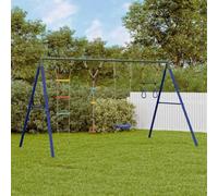 LoogCape Swing Set with Climbing Frame, Trapezoid, Rope, Rings, Sturdy Steel Frame for Garden, Outdoor, Kids, 3-10 Years, Versatile Play Equipment for Toddlers and Teenagers