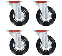 LoogCape Swivel Castors Pack of 4 160 mm Rubber Iron Zinc Coated Load Capacity 150 kg for Transport Trolley, Lift Truck, Sack Truck, Conveyor Belts, Platform Trolley, Industry, Logistics, Workshop