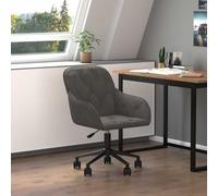 LoogCape Swivel Office Chair in Dark Grey with Velvet Cover, Height Adjustable, Wheels, Armrests, Backrest, Lumbar Support and Headrest for Ergonomic Work in the Home Office
