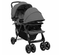 LoogCape Tandem Twin Pushchair Dark Grey Steel with Adjustable UV Sun Canopy, Foldable, Lightweight and Compact, and Toddlers, Ideal for City and Travel