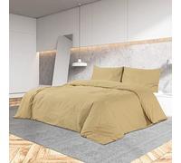 LoogCape Taupe Bed Linen Set, 220 x 240 cm, Microfibre Duvet Cover with Zip and Pillowcase 65 x 65 cm, Easy Care, Non-Iron, Skin-Friendly, for Year-Round Bedroom and Guest Room