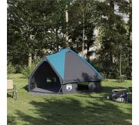 LoogCape Teepee Tent for 6 People Blue Grey 431 x 366 x 185 cm 185T Polyester PU Waterproof Ventilation Window with Poles and Carry Bag for Camping Outdoor Family
